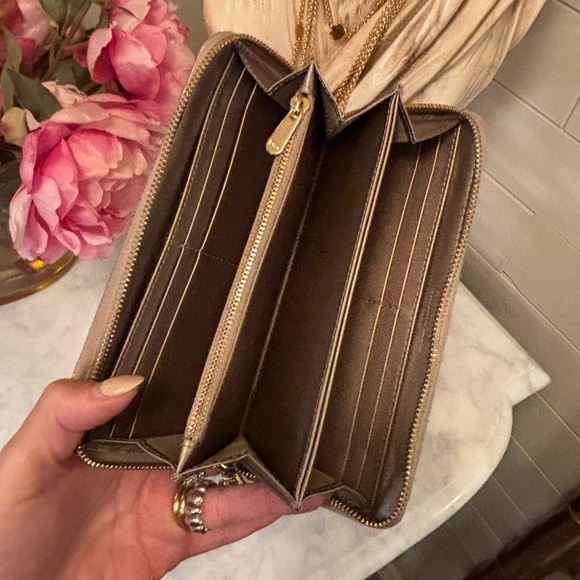 Gorgeous EUC Christian Dior Gold Quilted Cannage Long Wallet w Sig Charm Pull - Picture 7 of 14